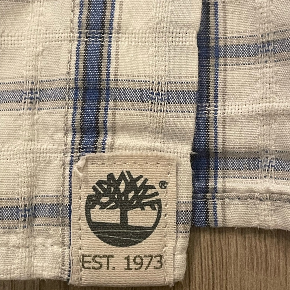 Timberland Men’s Short Sleeve Button Down Plaid Shirt - Picture 3 of 3